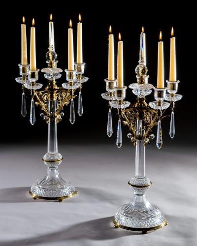  Thomas F C Osler A PAIR OF GILT BRONZE FIVE LIGHT CANDELABRA BY F C OSLER