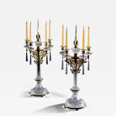  Thomas F C Osler A PAIR OF GILT BRONZE FIVE LIGHT CANDELABRA BY F C OSLER