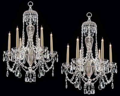  Thomas F C Osler A PAIR OF SILVERED AND CRYSTAL CHANDELIERS BY OSLER FARADAY