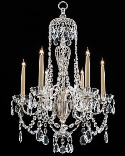  Thomas F C Osler A PAIR OF SILVERED AND CRYSTAL CHANDELIERS BY OSLER FARADAY