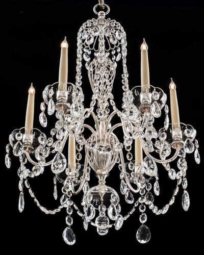  Thomas F C Osler A PAIR OF SILVERED AND CRYSTAL CHANDELIERS BY OSLER FARADAY