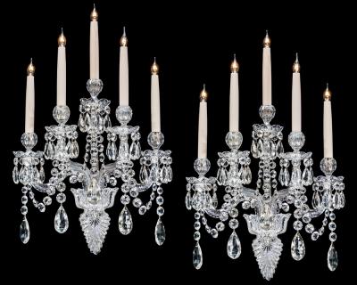  Thomas F C Osler A RICHLY CUT PAIR OF VICTORIAN WALL SCONCES BY F C OSLER