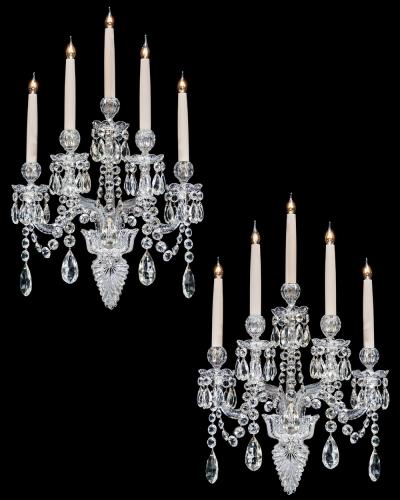  Thomas F C Osler A RICHLY CUT PAIR OF VICTORIAN WALL SCONCES BY F C OSLER