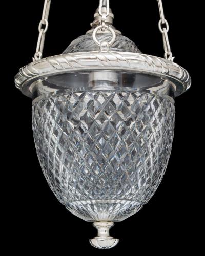  Thomas F C Osler A VICTORIAN SILVER MOUNTED DIAMOND CUT GLASS HALL LANTERN BY F C OSLER