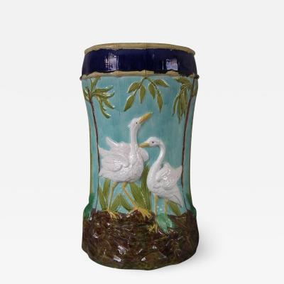  Thomas Forester Sons Forester Majolica Stork and Bamboo Garden Seat