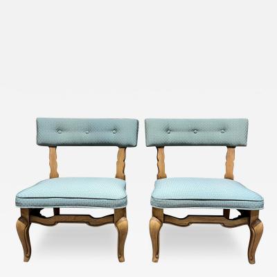  Thomasville Furniture 1950s Fabulous French Blue Slipper Chairs by Thomasville