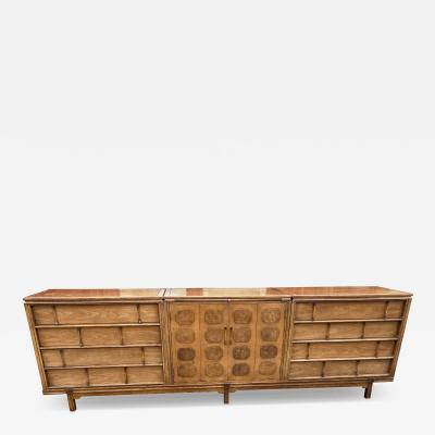  Thomasville Furniture Handsome 3 Piece Tamerlane Credenza Bar Cabinet Room Divider Mid Century Modern