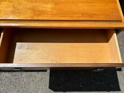  Thomasville Furniture Handsome Pair Thomasville Burl Wood Caned Front Night Stands Mid Century Modern