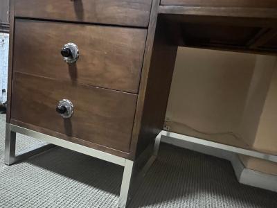  Thomasville Furniture MID CENTURY MODERN DESK AND BOOKCASE WITH CHROME SQUARE TUBULAR BASE