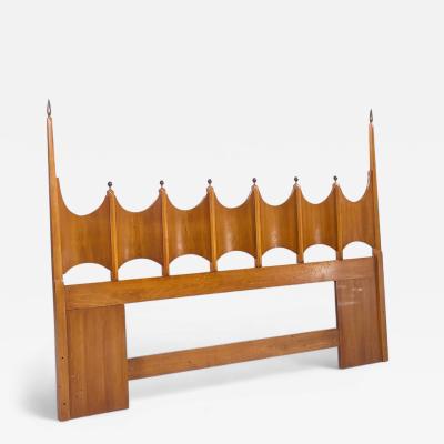  Thomasville Furniture Thomasville Mid Century Sculpted Walnut and Brass King Headboard