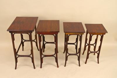  Thonet 20th Century Art Nouveau Bentwood Nesting Tables by Thonet Austria circa 1905