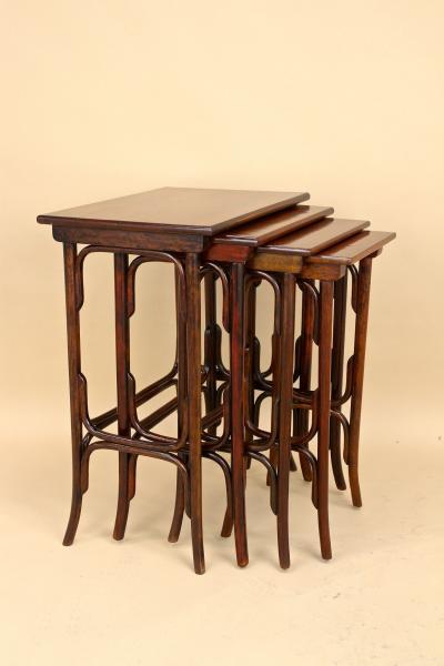  Thonet 20th Century Art Nouveau Bentwood Nesting Tables by Thonet Austria circa 1905