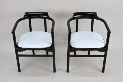 Thonet 20th Century Contemporary Thonet Armchairs White Leather Upholstery AT 1980s