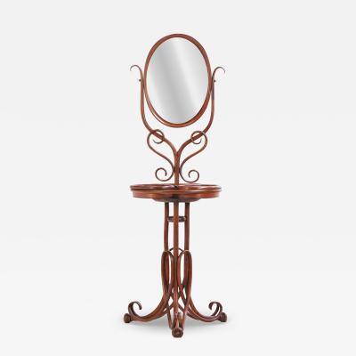  Thonet A Rare Thonet Bentwood Oak Shaving Stand Vanity with Mirror 19th C 