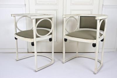  Thonet Art Nouveau Thonet Armchairs by Josef Hoffmann White Lacquered AT ca 1905