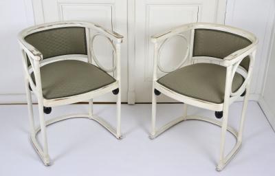  Thonet Art Nouveau Thonet Armchairs by Josef Hoffmann White Lacquered AT ca 1905