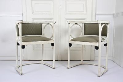  Thonet Art Nouveau Thonet Armchairs by Josef Hoffmann White Lacquered AT ca 1905
