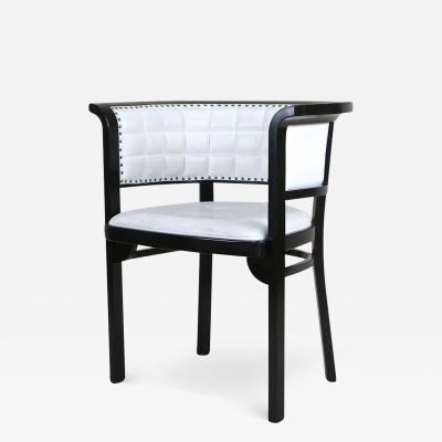  Thonet Black Thonet Armchair With White Leather Design Marcel Kammerer AT ca 1980