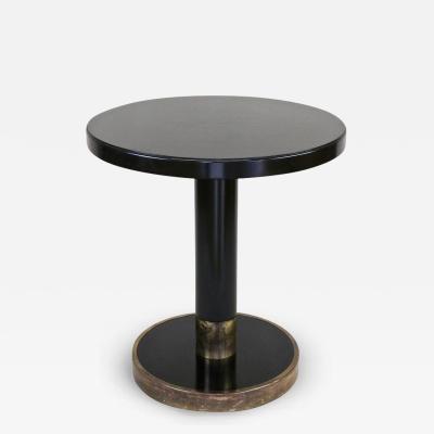  Thonet Round Black Coffee Table Side Table by THONET With Brass Base Austria ca 1980
