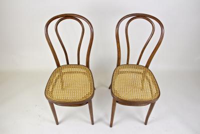  Thonet Set Of Two Art Nouveau Thonet Bentwood Chairs Vienesse Mesh AT ca 1895