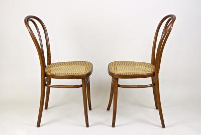  Thonet Set Of Two Art Nouveau Thonet Bentwood Chairs Vienesse Mesh AT ca 1895