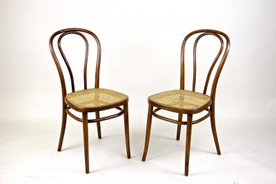  Thonet Set Of Two Art Nouveau Thonet Bentwood Chairs Vienesse Mesh AT ca 1895