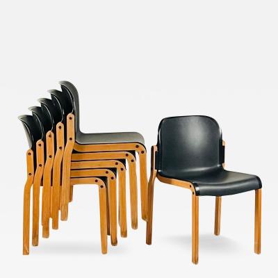  Thonet Set of 6 Birch Bentwood Stacking Chairs by Thonet Made in Germany