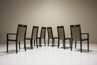 Thonet Set of 6 Thonet Dining Chairs in Wood and Fabric Austria 1980s