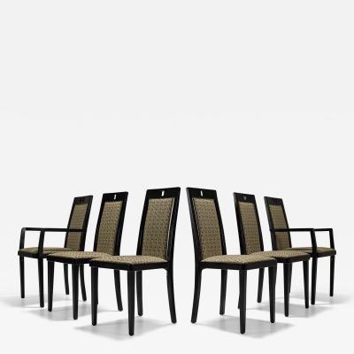  Thonet Set of 6 Thonet Dining Chairs in Wood and Fabric Austria 1980s