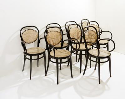 Thonet Set of 8 Early Mid Century Dining Chairs by Thonet