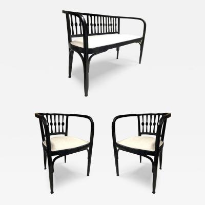  Thonet Thonet Austrian Secession Set of One Couch and Two Chairs in Bentwood