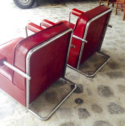  Thonet Thonet Fr res by Ren Coquery Documented Modernist Pair of Club Chairs