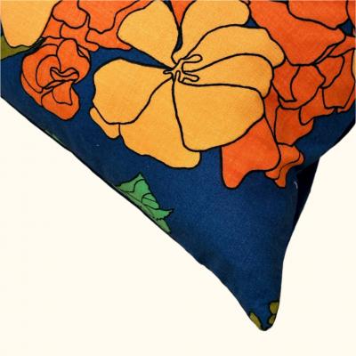  Threads Soft Goods 1970s Cotton Floral Pillow 16 x 24 USA 413a