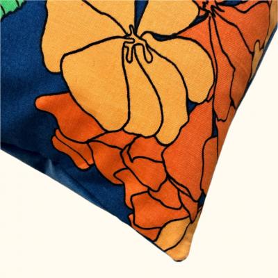  Threads Soft Goods 1970s Cotton Floral Pillow 16 x 24 USA 413b