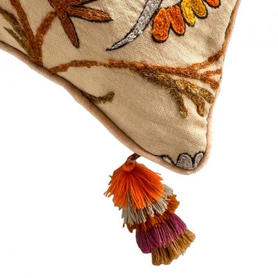  Threads Soft Goods Antique Crewel Embroidery Pillow 13x20 England 352b