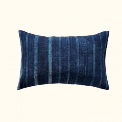  Threads Soft Goods Indigo Woven Stripe Pillow 13 x 20 North Africa 1471c