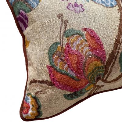  Threads Soft Goods Vintage Floral Print with beads Pillow 13x20 Europe 354f