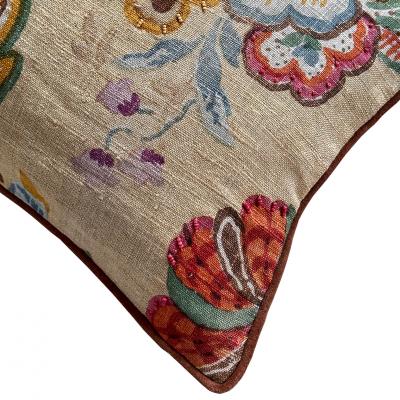  Threads Soft Goods Vintage Floral Print with beads Pillow 13x20 Europe 354f