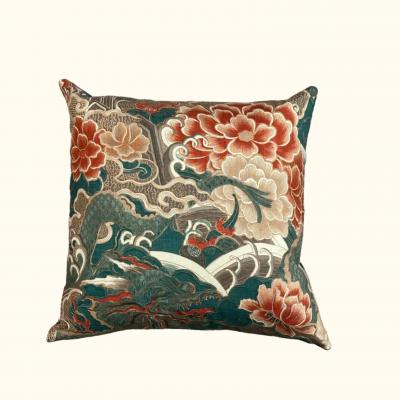  Threads Soft Goods Vintage Hand Printed Floral Pillow 22 x 22 478b