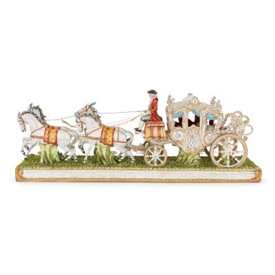  Tiche Italian Tiche porcelain horse and carriage group