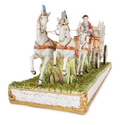  Tiche Italian Tiche porcelain horse and carriage group