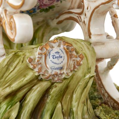  Tiche Italian Tiche porcelain horse and carriage group