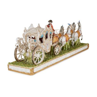  Tiche Italian Tiche porcelain horse and carriage group