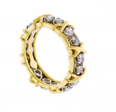  Tiffany Co 16 Stone Diamond Gold and Platinum Tiffany Co Schlumberger X Ring