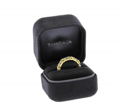  Tiffany Co 16 Stone Diamond Gold and Platinum Tiffany Co Schlumberger X Ring