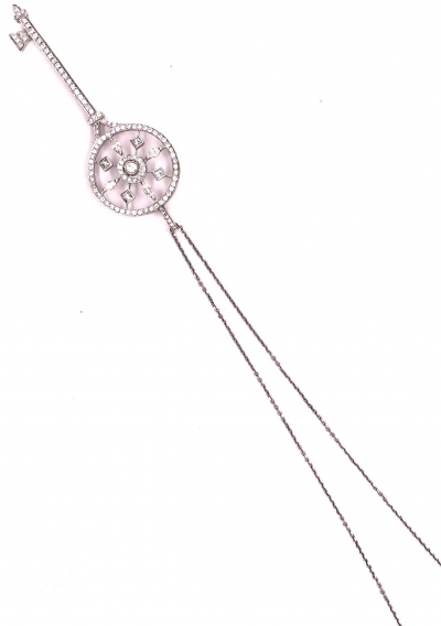  Tiffany Co 18 Karat White Gold and Diamond Petals Key Pendant Necklace Tiffany Co Style