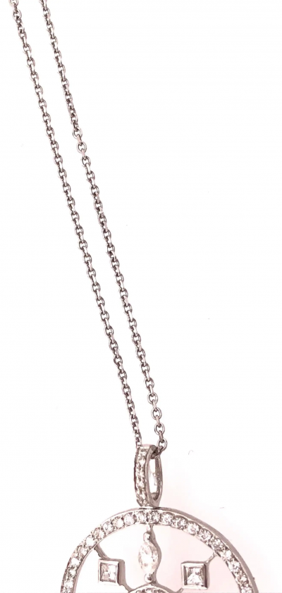  Tiffany Co 18 Karat White Gold and Diamond Petals Key Pendant Necklace Tiffany Co Style