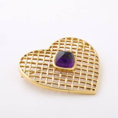  Tiffany Co 18K Gold Heart Form Woven Latticework Brooch w Cabachon by Tiffany Co 