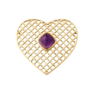  Tiffany Co 18K Gold Heart Form Woven Latticework Brooch w Cabachon by Tiffany Co 