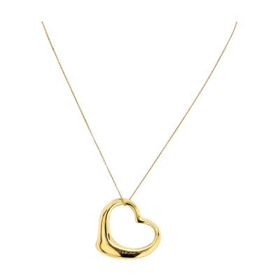  Tiffany Co 18K YELLOW GOLD ELSA PERETTI OPEN HEART PENDANT ON A CHAIN NECKLACE